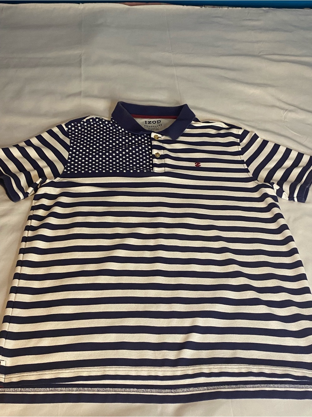 Mens IZOD Advantage Performance Stretch Navy/White Stripe Polo Size XL